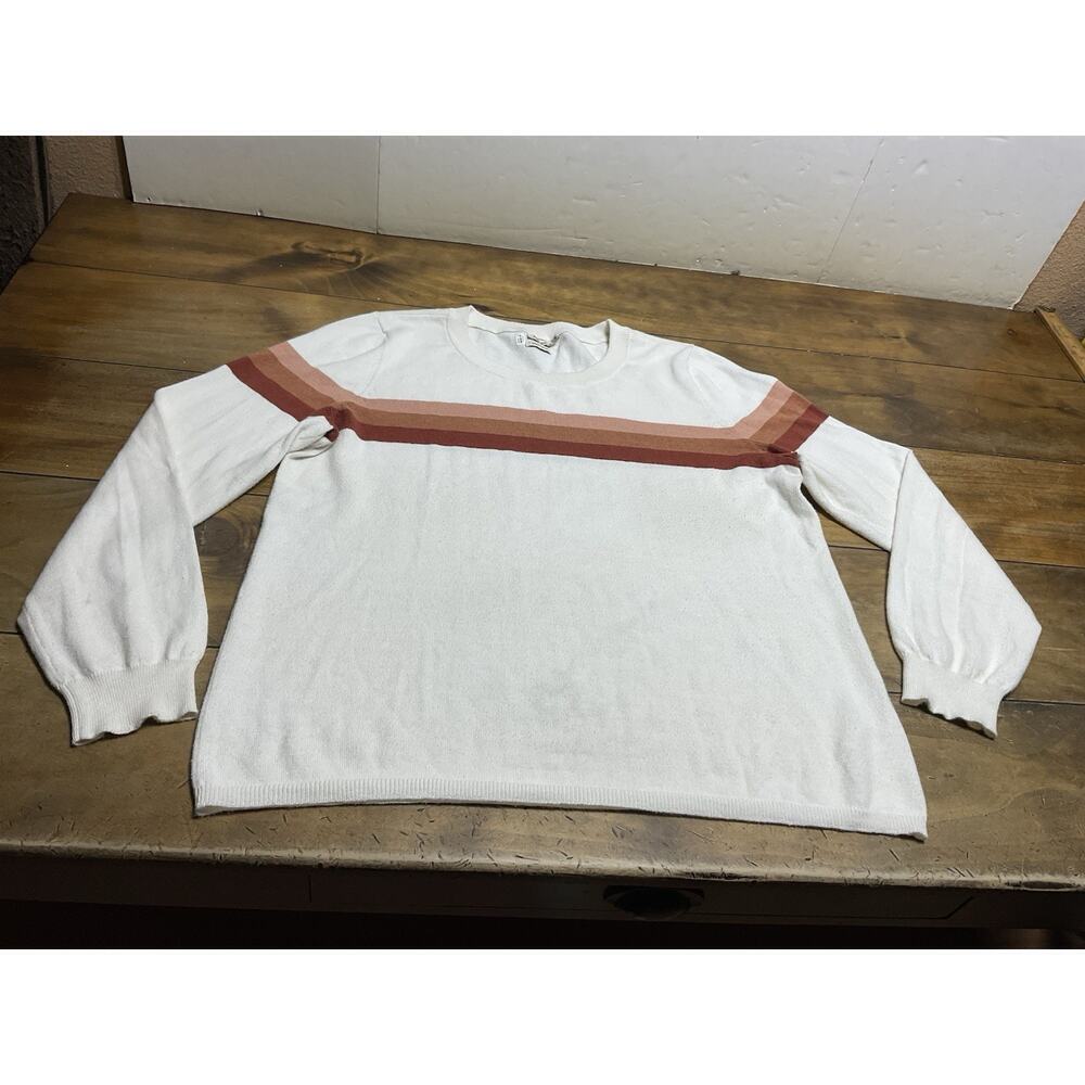 Faherty Horizon Surf Fireside Striped Cotton Cashmere Sweater Womens XL